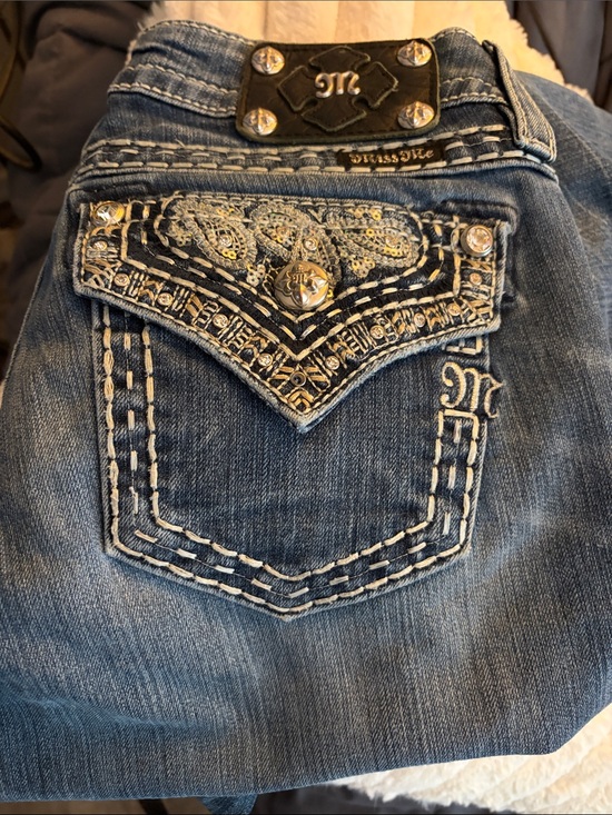 Miss Me Denim - Miss Me Embellished Light Blue Boot Cut Jeans with a 34 length